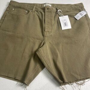 Frame Denim Men's Olive-Tone Raw Hem Jean Shorts